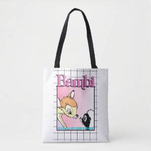 Bambi & Flower Retro Grid Graphic Tote Bag