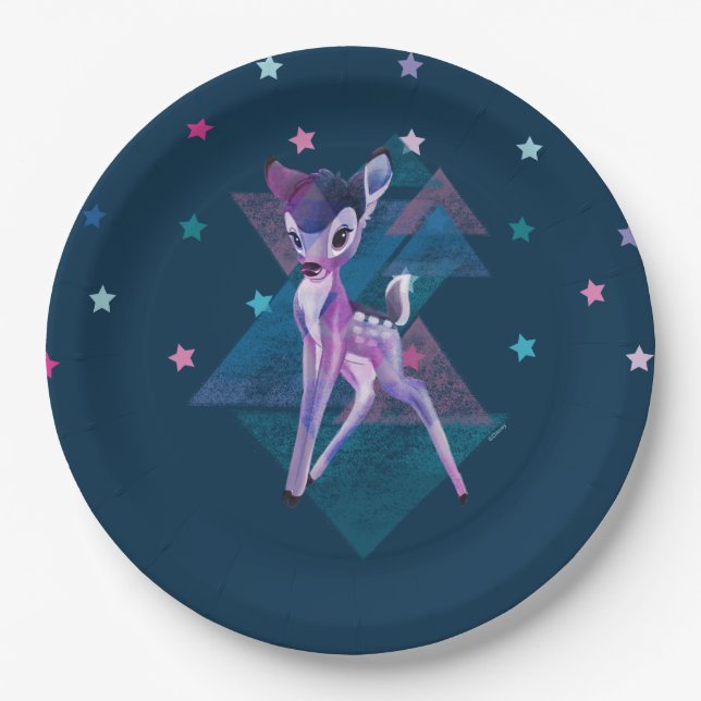 Bambi Geometric Aurora Graphic Paper Plate (Front)