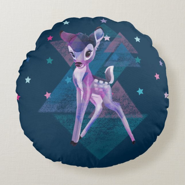 Bambi Geometric Aurora Graphic Round Pillow (Front)