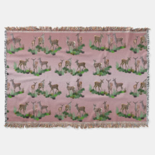 Bambi Meadow Throw Blanket (Dusty Pink Mix)