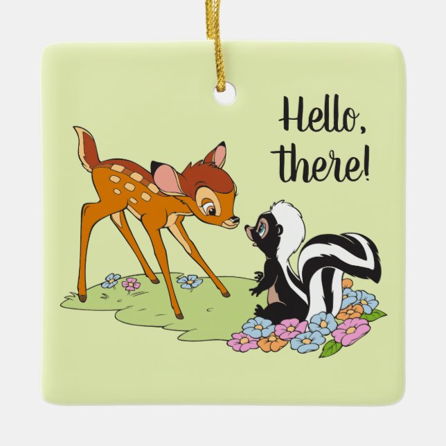 Bambi Meeting Flower Ceramic Ornament (Front)