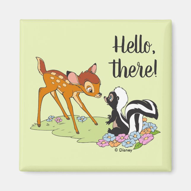 Bambi Meeting Flower Magnet (Front)