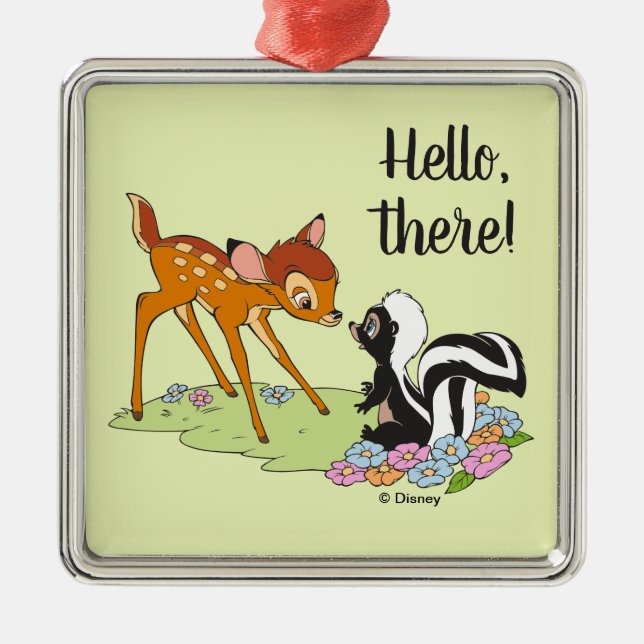 Bambi Meeting Flower Metal Ornament (Front)