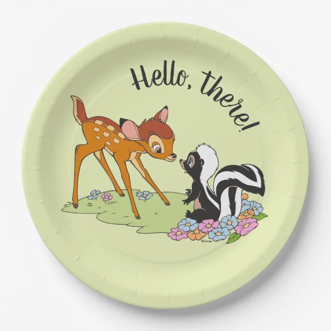 Bambi Meeting Flower Paper Plate (Front)