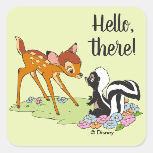 Bambi Meeting Flower Square Sticker