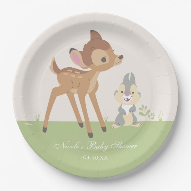 Bambi | Neutral Baby Shower Paper Plate (Front)