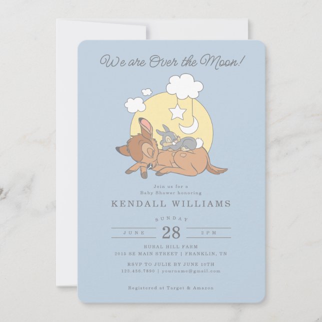 Bambi | Over the Moon Boy Baby Shower Invitation (Front)