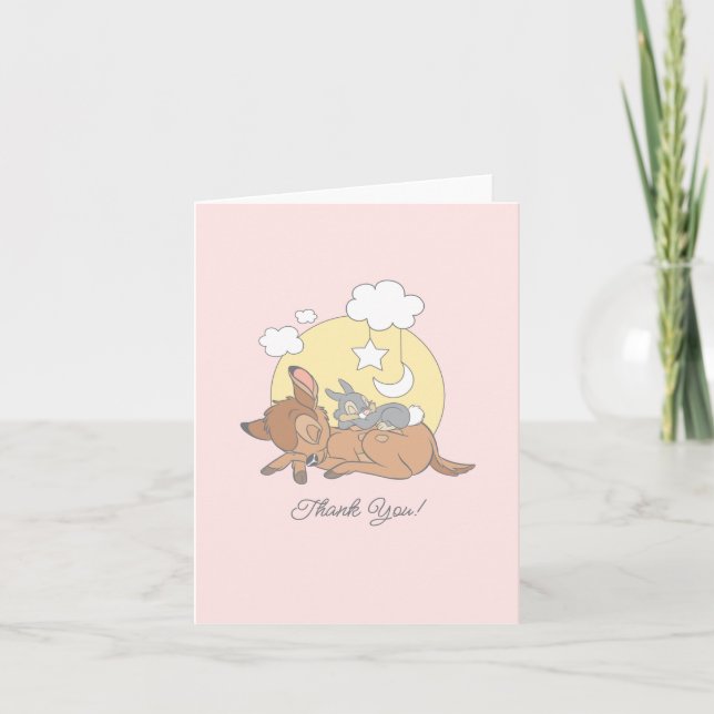 Bambi | Over the Moon Girl Baby Shower Thank You Card (Front)