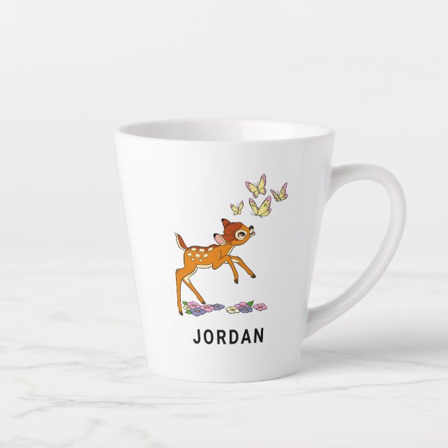 Bambi playing with butterflies latte mug (Right)