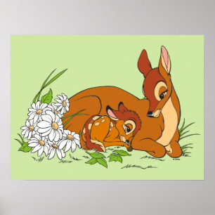 Bambi Resting With His Mother Poster