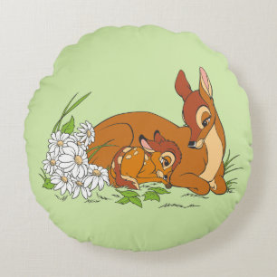 Bambi Resting With His Mother Round Pillow