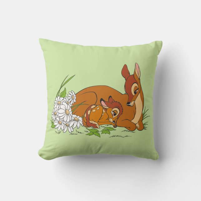 Bambi Resting With His Mother Throw Pillow (Front)