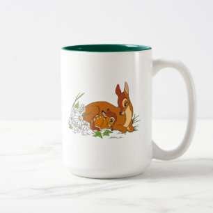 Bambi Resting With His Mother Two-Tone Coffee Mug