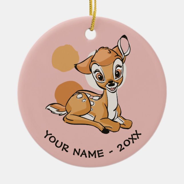 Bambi Sitting With A Smile Ceramic Ornament (Front)