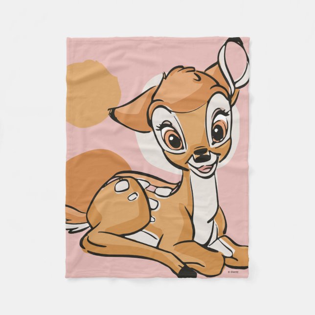 Bambi Sitting With A Smile Fleece Blanket (Front)