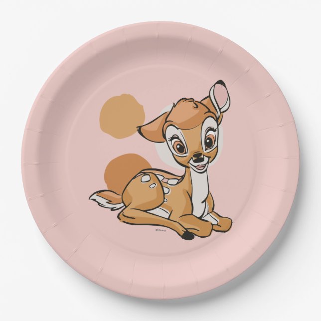 Bambi Sitting With A Smile Paper Plate (Front)