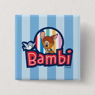 Bambi Striped Badge 2 Inch Square Button