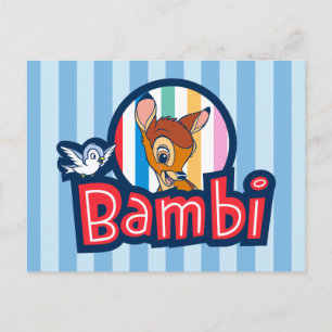 Bambi Striped Badge Postcard