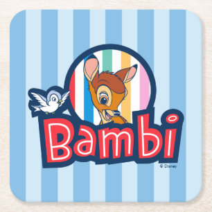 Bambi Striped Badge Square Paper Coaster