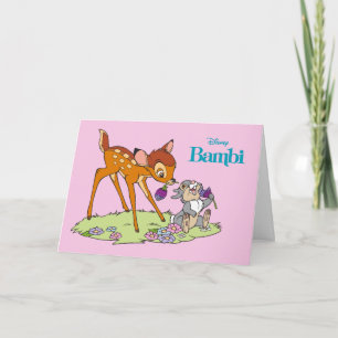 Bambi & Thumper Eating Clover Blossoms Card