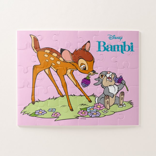 Bambi & Thumper Eating Clover Blossoms Jigsaw Puzzle (Horizontal)