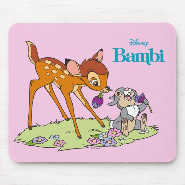 Bambi & Thumper Eating Clover Blossoms Mouse Pad (Front)