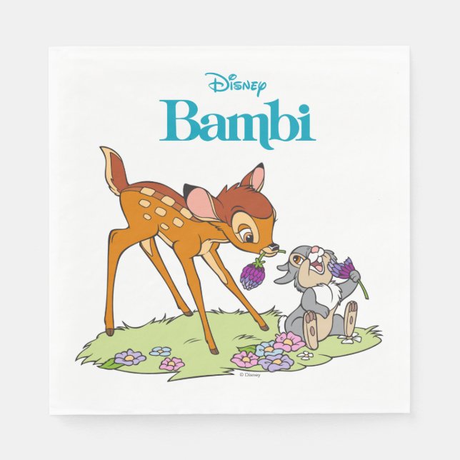 Bambi & Thumper Eating Clover Blossoms Napkin (Front)