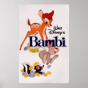 Bambi Thumper Flower Poster