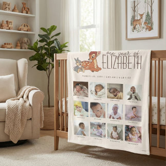 Bambi & Thumper | One Year of - 12 Months Fleece Blanket