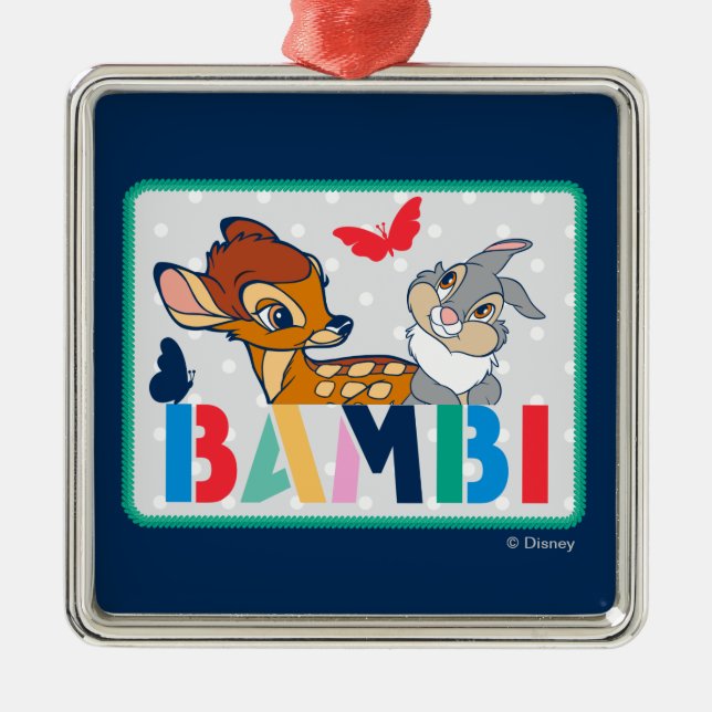 Bambi & Thumper Polka Dot Badge Metal Ornament (Front)