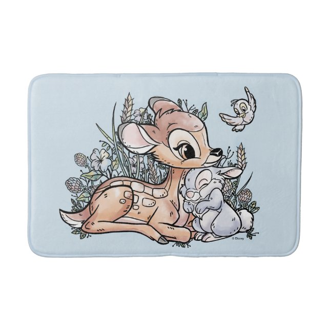 Bambi & Thumper Sitting In The Flowers Bath Mat (Front)