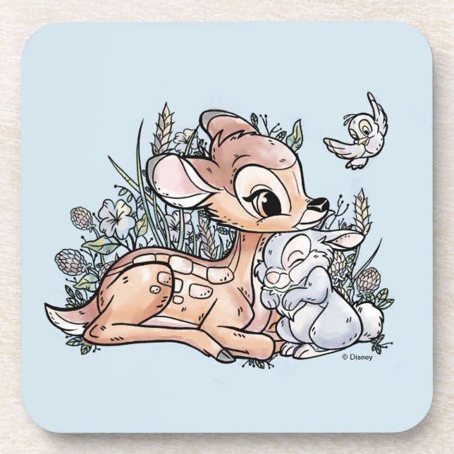 Bambi & Thumper Sitting In The Flowers Coaster (Front)