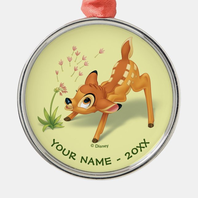 Bambi Watching Dandelion Seeds Fly Metal Ornament (Front)