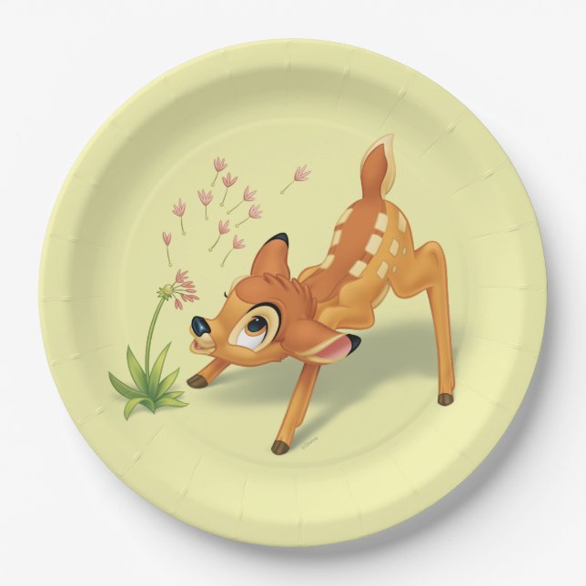 Bambi Watching Dandelion Seeds Fly Paper Plate (Front)