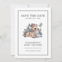 Bambi Watercolor Baby Shower Save the Date