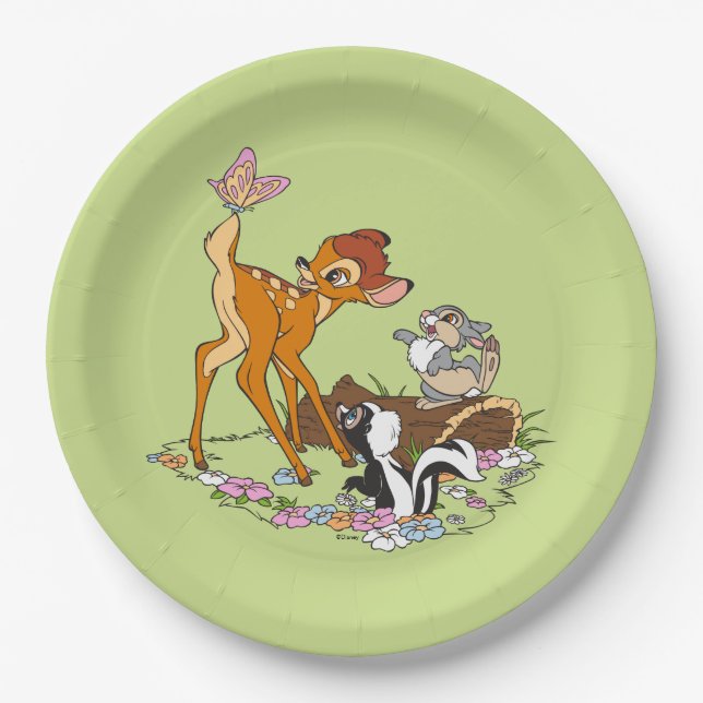 Bambi With Butterfly On Tail Paper Plate (Front)