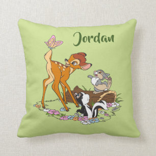 Bambi With Butterfly On Tail Throw Pillow