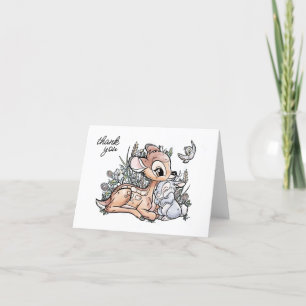 Bambi Woodland Watercolor 1st Birthday Thank You Card