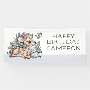Bambi Woodland Watercolor Birthday Banner