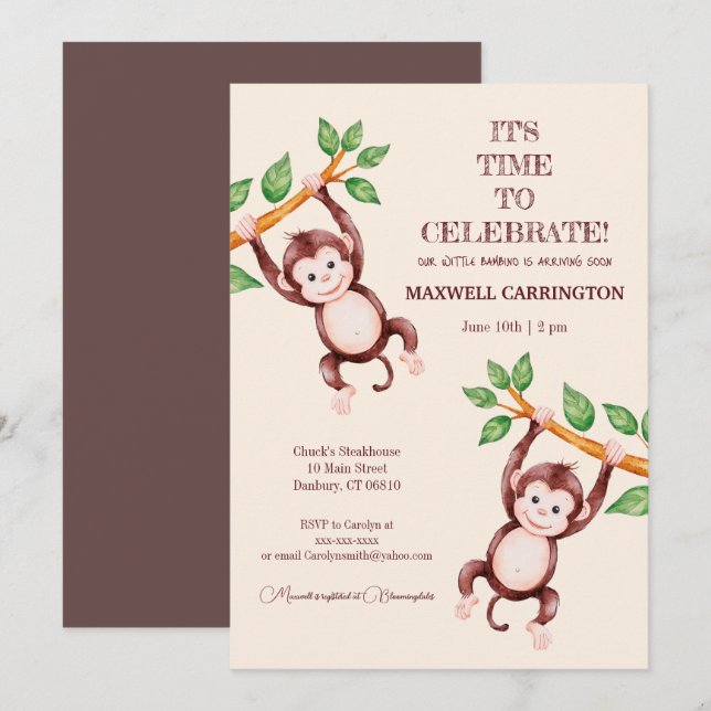Bambino Boy Baby Shower Invitation (Front/Back)