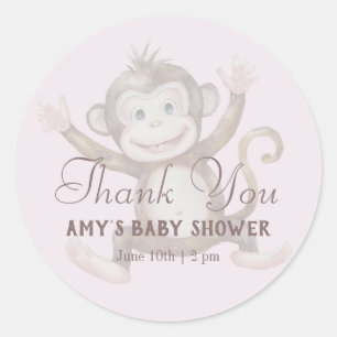 Bambino Boy Baby Shower Thank you Classic Round Sticker