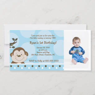 Bambino Monkey 8x4 Birthday Photo Card