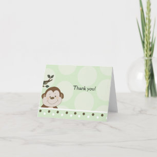 Bambino Monkey Green Folded Note Card