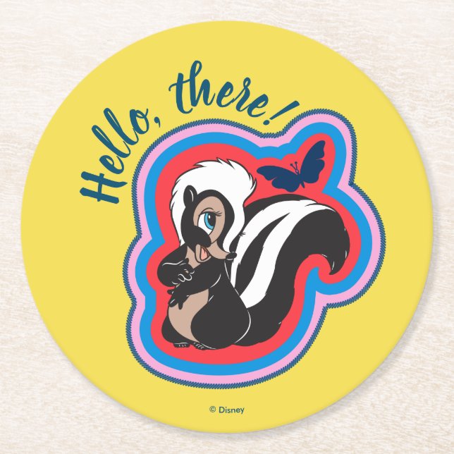 Bambi's Flower & Butterfly Badge Round Paper Coaster (Front)