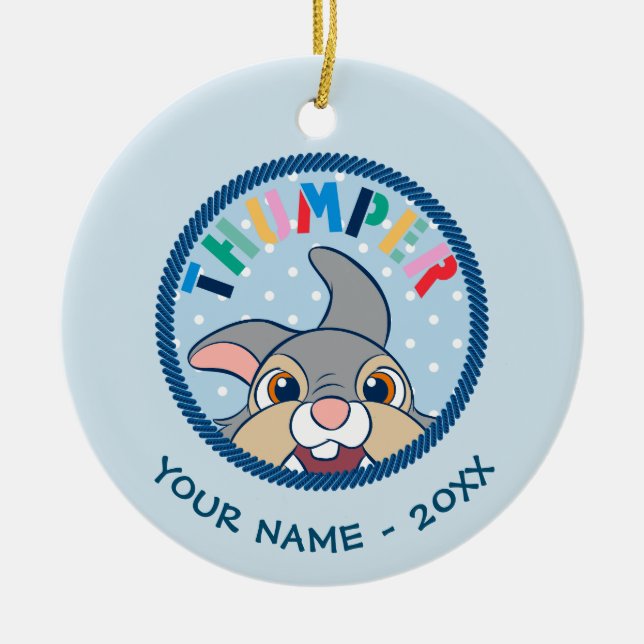 Bambi's Thumper Polka Dot Badge Ceramic Ornament (Front)