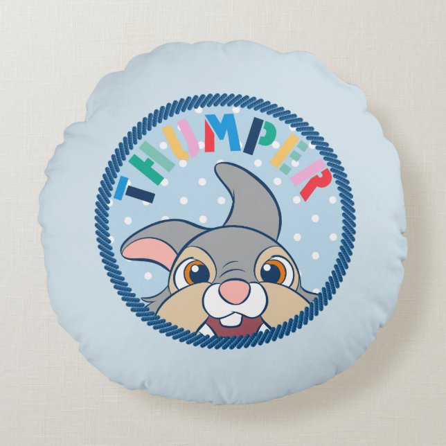 Bambi's Thumper Polka Dot Badge Round Pillow (Front)