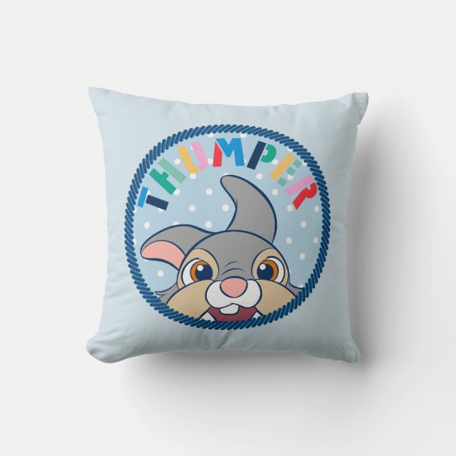 Bambi's Thumper Polka Dot Badge Throw Pillow (Front)