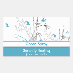 bamboo and blue birds candle label customizable 1b