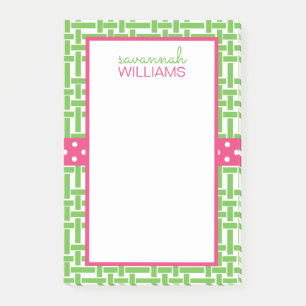 Bamboo and Grosgrain Personalized Post-it Notepad