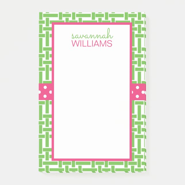 Bamboo and Grosgrain Personalized Post-it Notepad (Front)